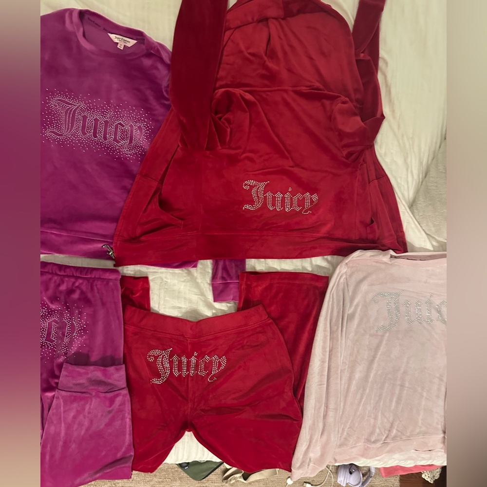 Juicy Couture Variety Velour Collection in Red, Pink, and Baby Pink